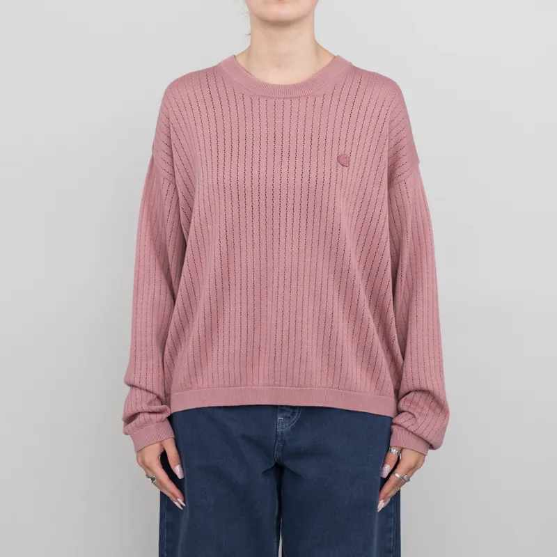 Carhartt WIP Womens Norlina Knitted Sweater Dusty Fuchsia Pink