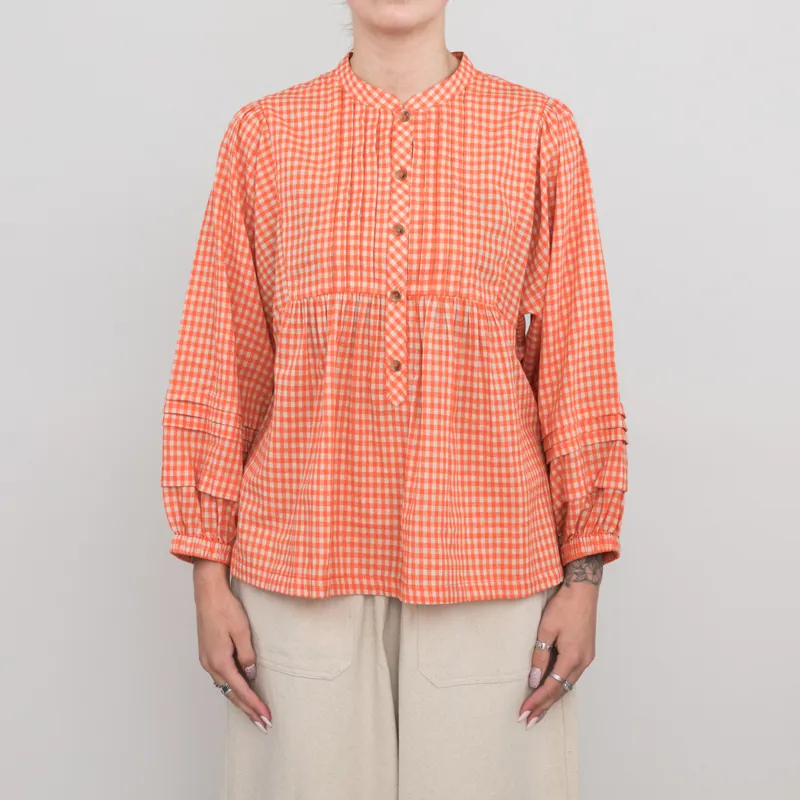Sideline Womens Happy Short Sleeve Shirt Red Checkered
