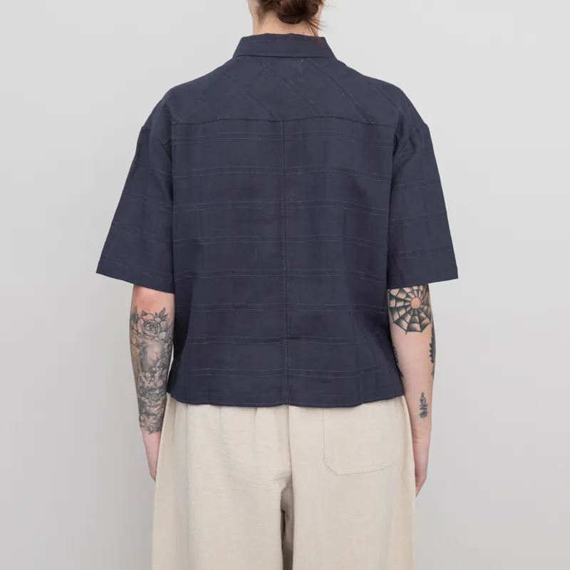 Sideline Womens Stella Shirt Navy Check-2