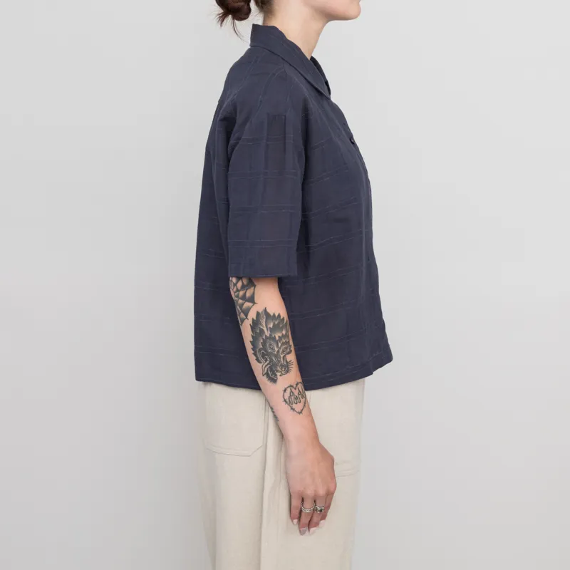 Sideline Womens Stella Shirt Navy Check-3