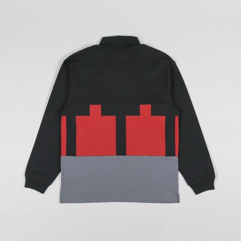 The Trilogy Tapes TTT Long Sleeve Polo Shirt Red Black Grey-1