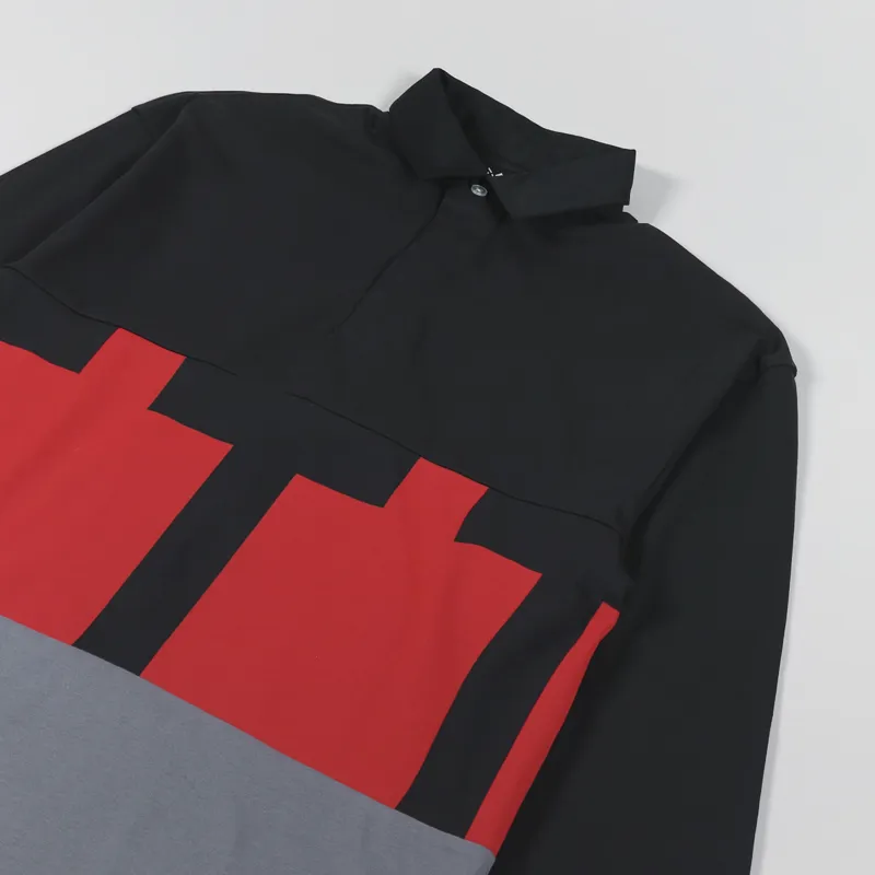 The Trilogy Tapes TTT Long Sleeve Polo Shirt Red Black Grey-2