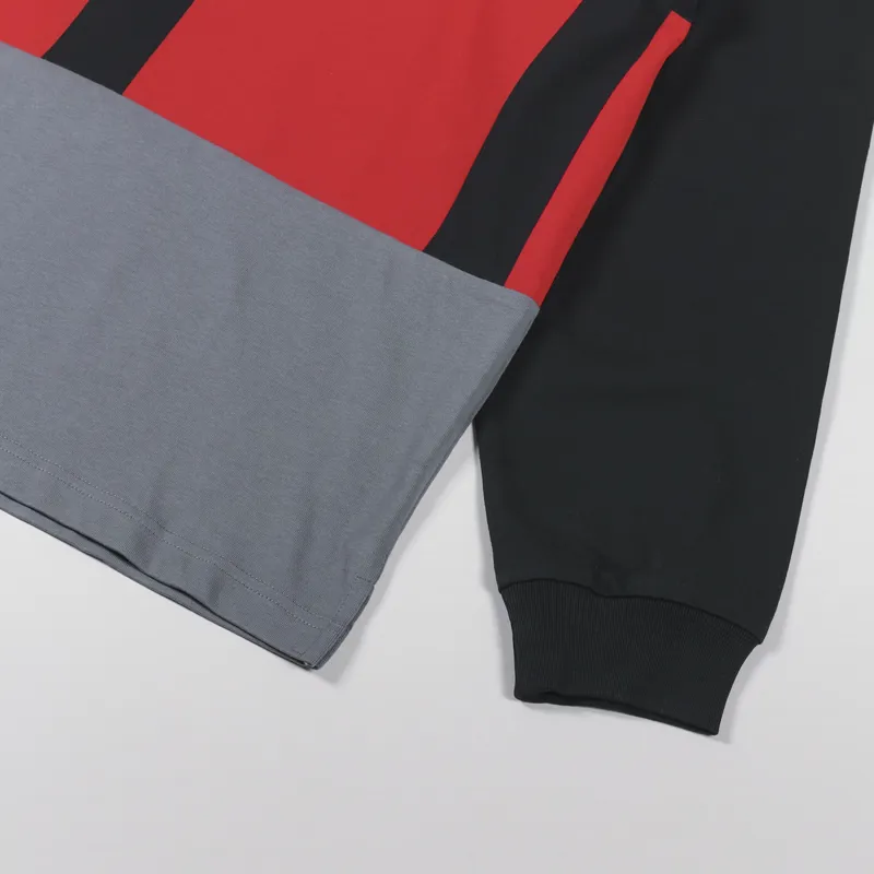 The Trilogy Tapes TTT Long Sleeve Polo Shirt Red Black Grey-5