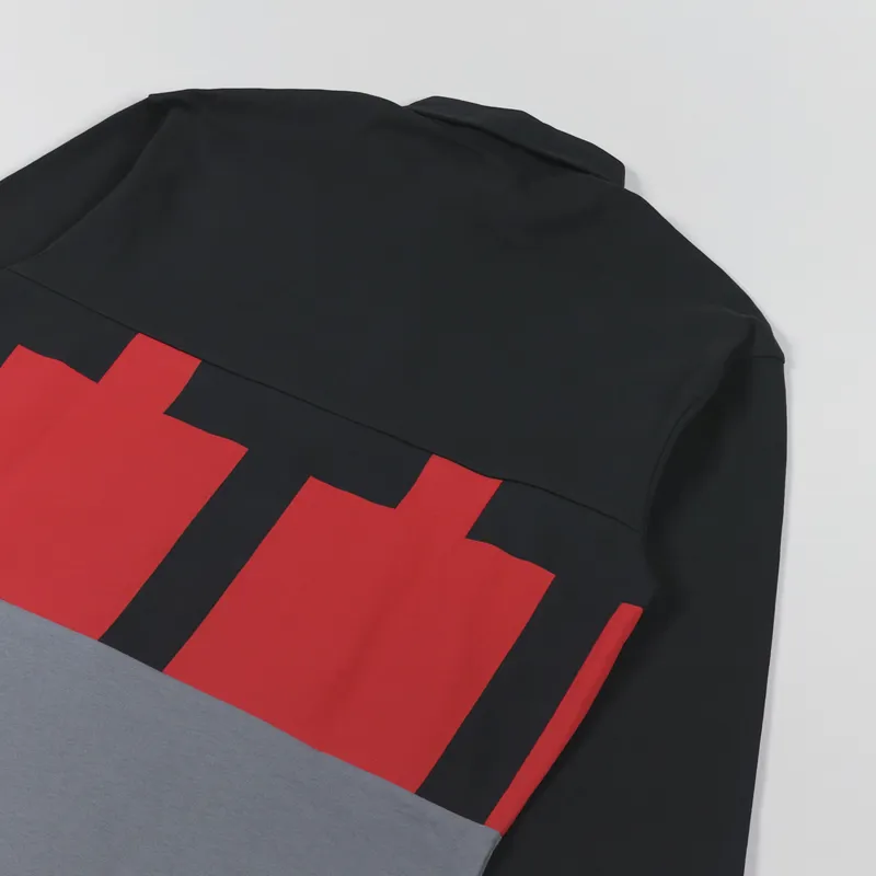 The Trilogy Tapes TTT Long Sleeve Polo Shirt Red Black Grey-3