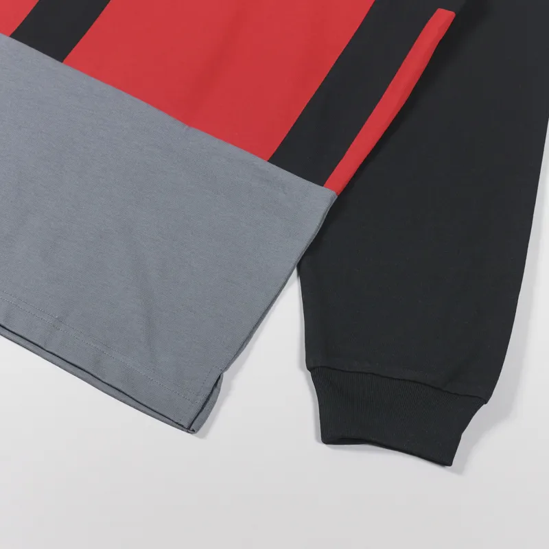 The Trilogy Tapes TTT Long Sleeve Polo Shirt Red Black Grey-4