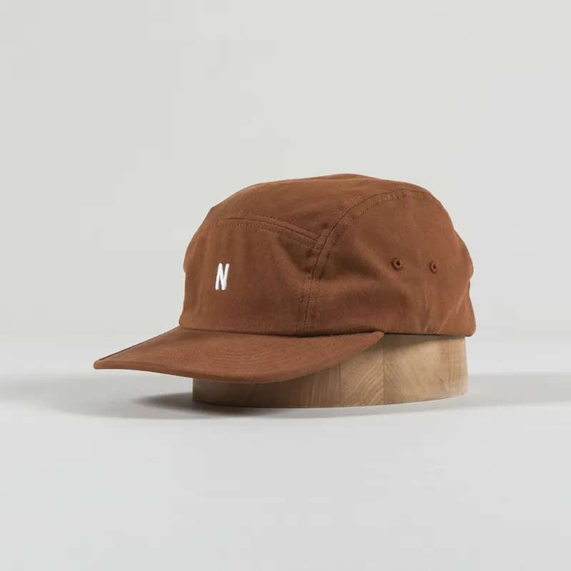 Norse Projects Twill 5 Panel Cap Rust Brown