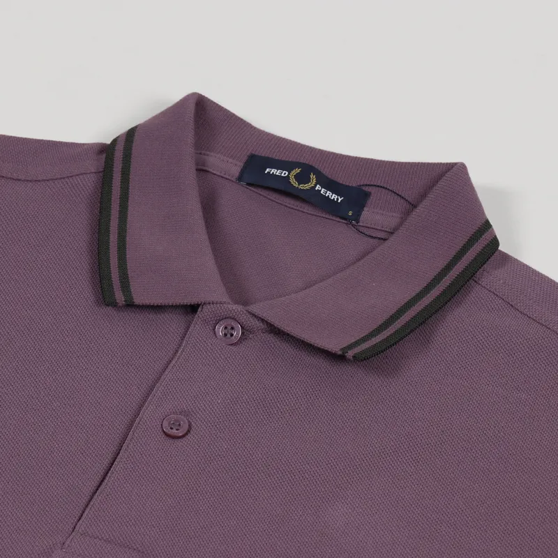 Fred Perry Mens SS M3600 Twin Tipped Polo Shirt Black Plum