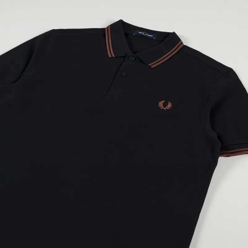 Fred Perry Twin Tipped Polo Shirt Black Whisky Brown-1