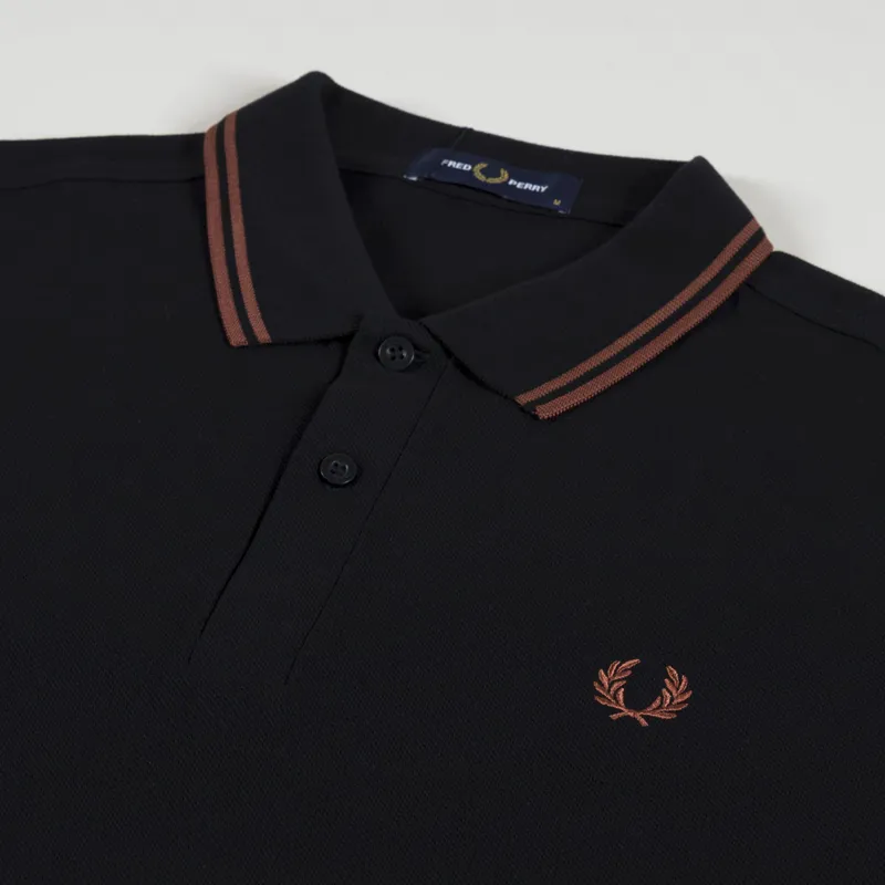 Fred Perry Twin Tipped Polo Shirt Black Whisky Brown-2