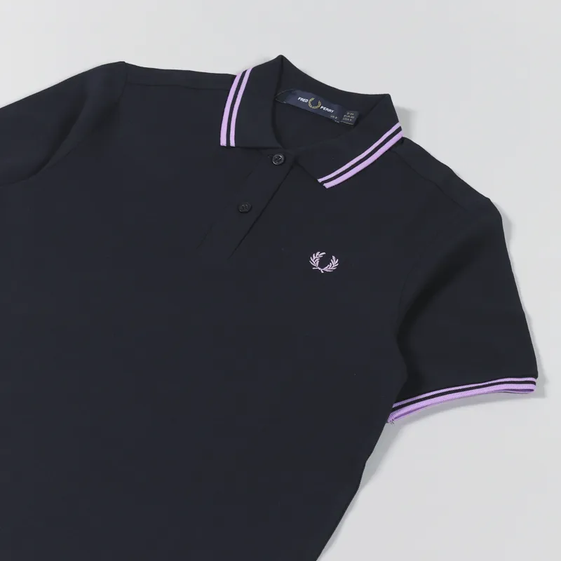 Fred Perry Womens SS G3600 Twin Tipped Polo Shirt Navy Blue