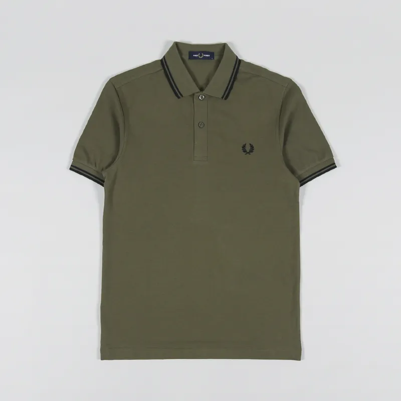 Fred Perry M3600 Twin Tipped Polo Shirt Uniform Green Black
