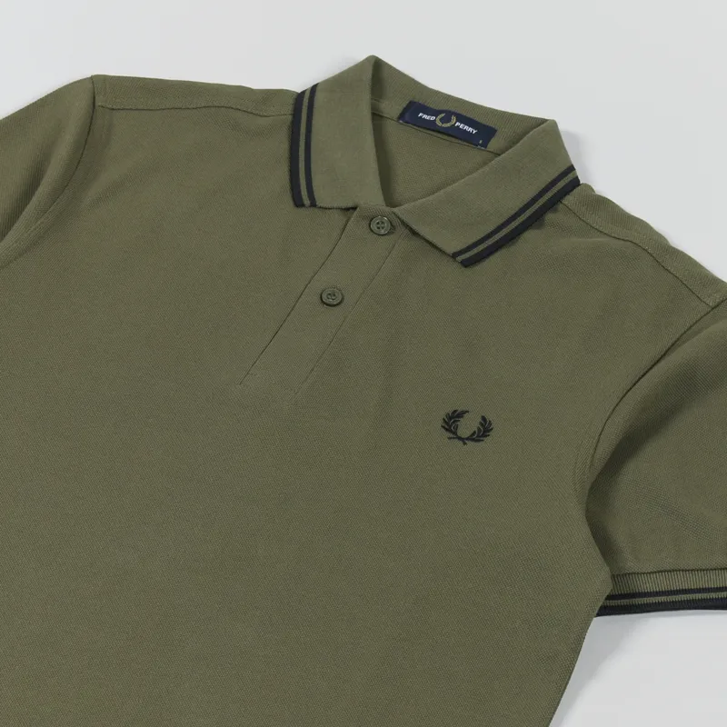 Fred Perry M3600 Twin Tipped Polo Shirt Uniform Green Black-2
