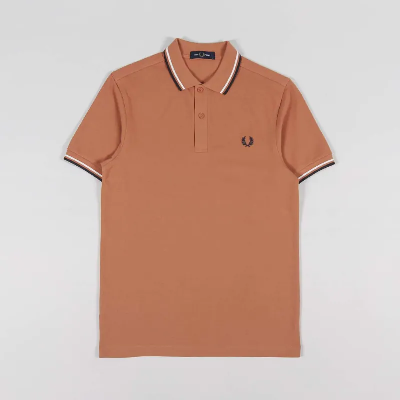 Fred Perry M3600 Twin Tipped Polo Shirt Court Clay Ecru Dark Graphite