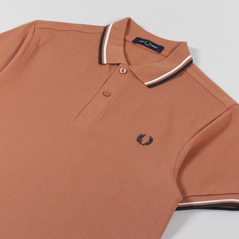 Fred Perry M3600 Twin Tipped Polo Shirt Court Clay Ecru Dark Graphite-2