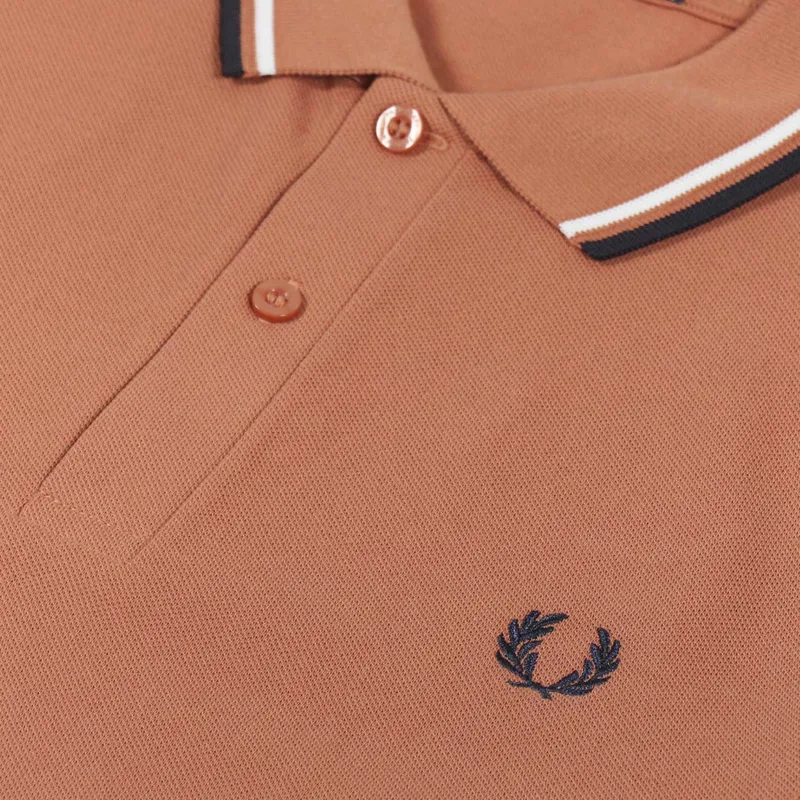 Fred Perry M3600 Twin Tipped Polo Shirt Court Clay Ecru Dark Graphite-1