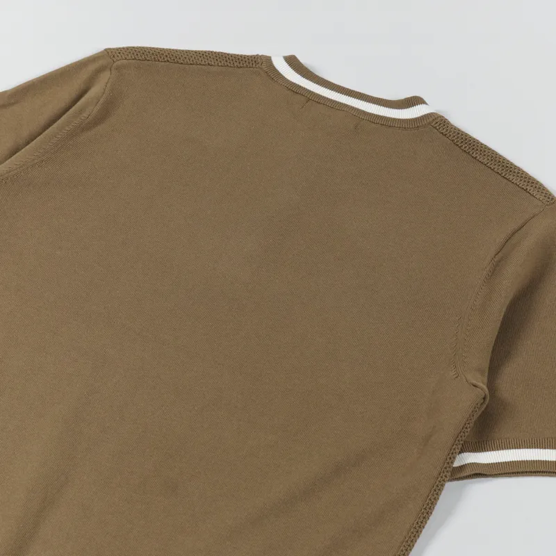Fred Perry Textured Front Knitted Henley Shaded Stone-3