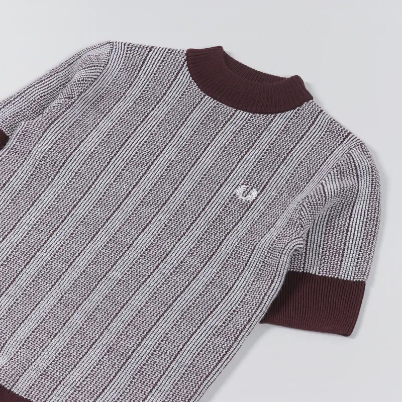 Fred Perry Womens Textured Short Sleeve Jumper Oxblood-4