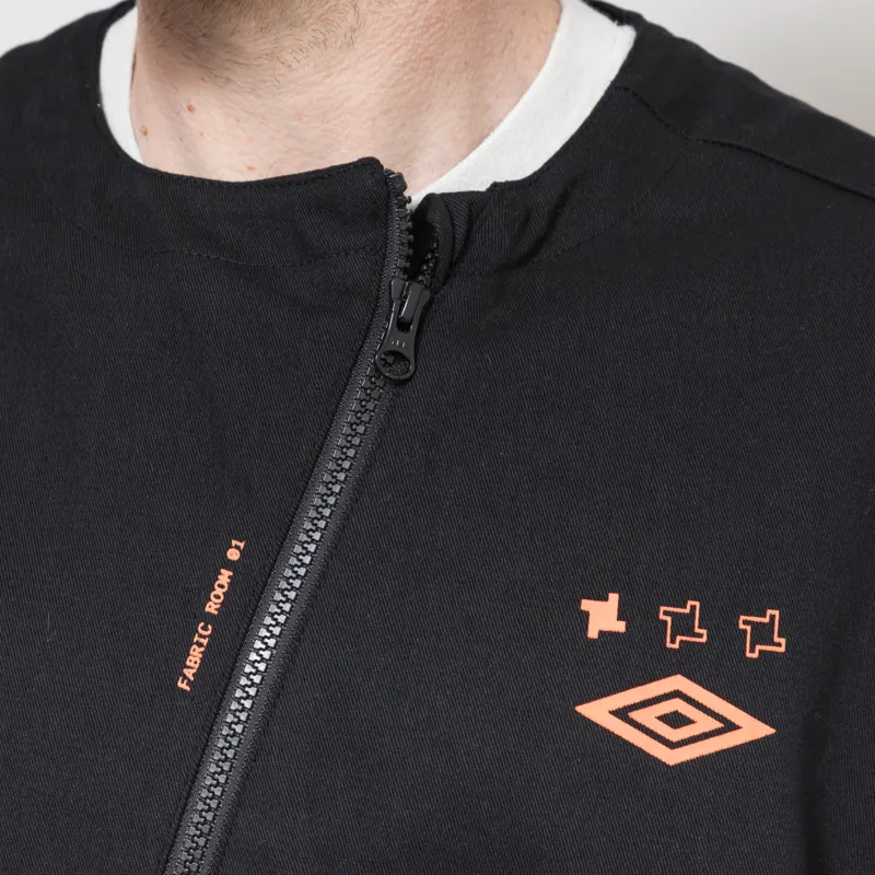 Umbro x Fabric Room 01 Zip Through Drill Top Black-3