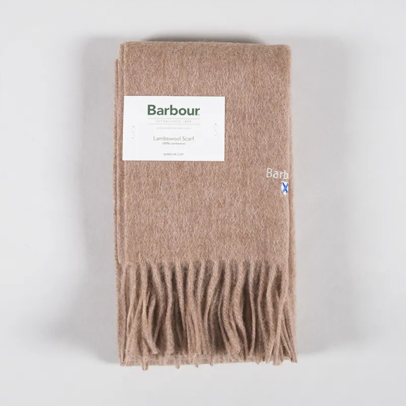 Barbour Plain Lambswool Scarf Light Brown-2