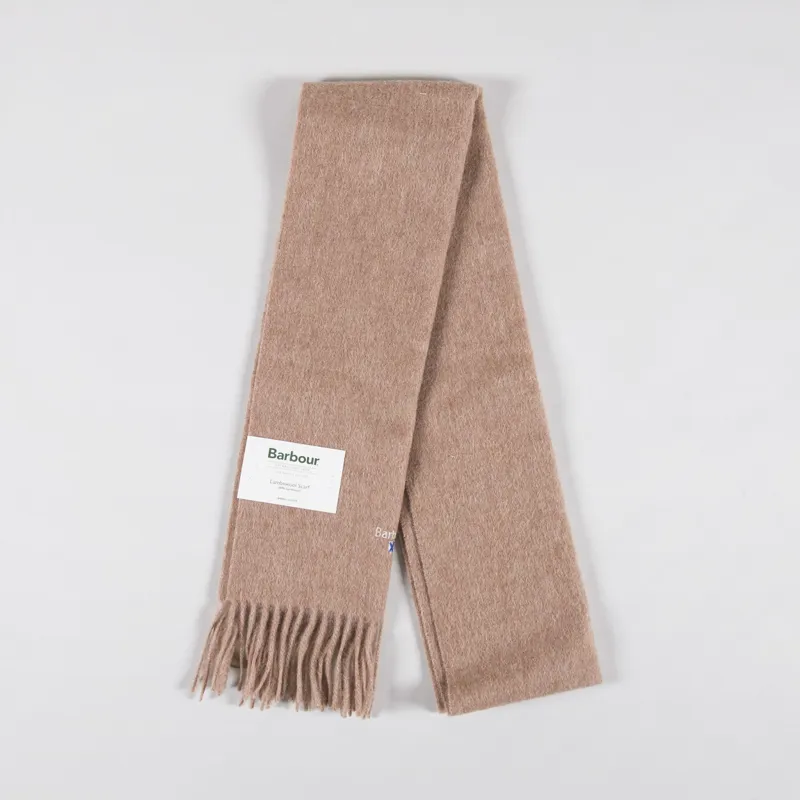 Barbour Plain Lambswool Scarf Light Brown-3