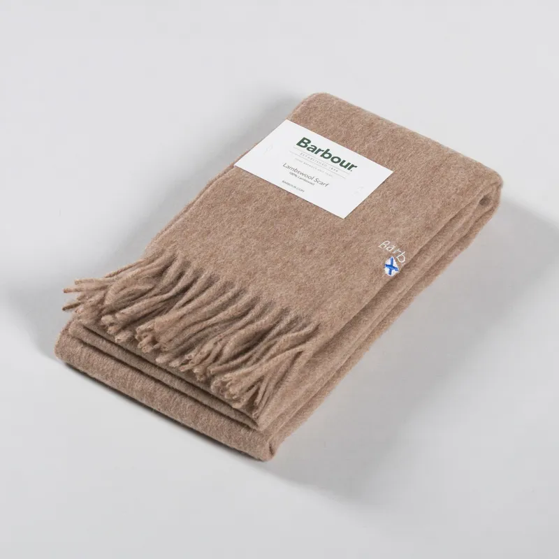 Barbour Plain Lambswool Scarf Light Brown-4