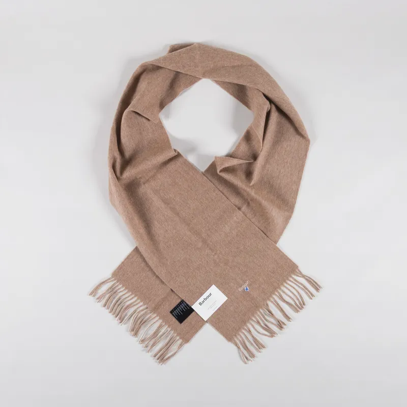 Barbour Plain Lambswool Scarf Light Brown-1