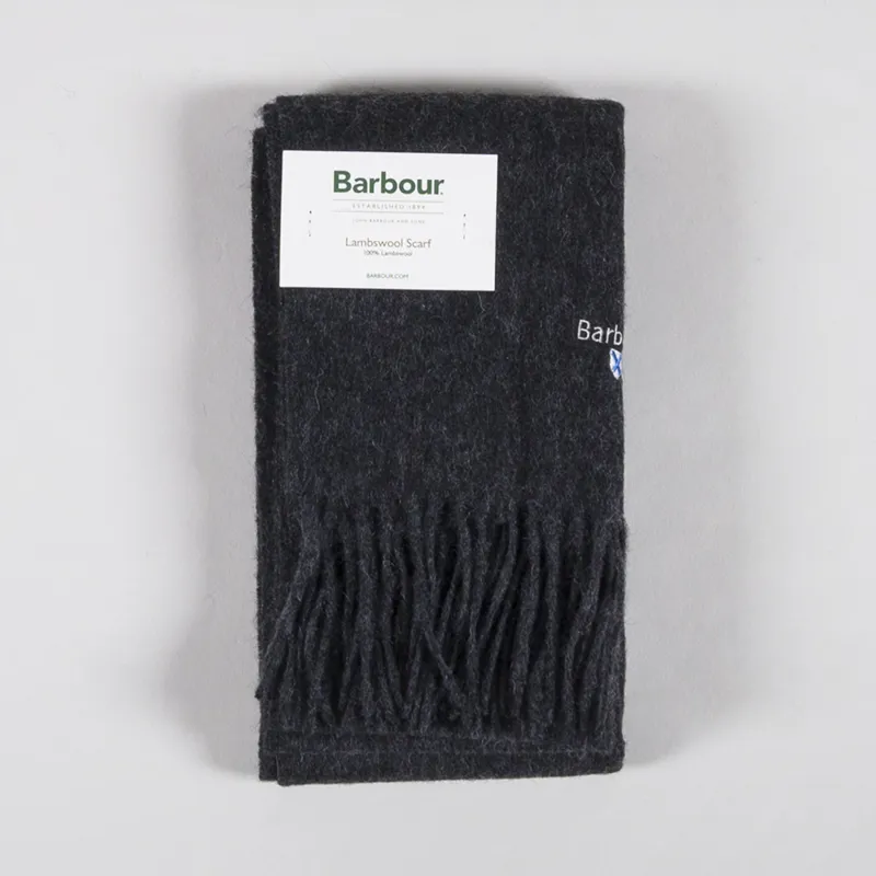 Barbour Plain Lambswool Scarf Charcoal Grey-3