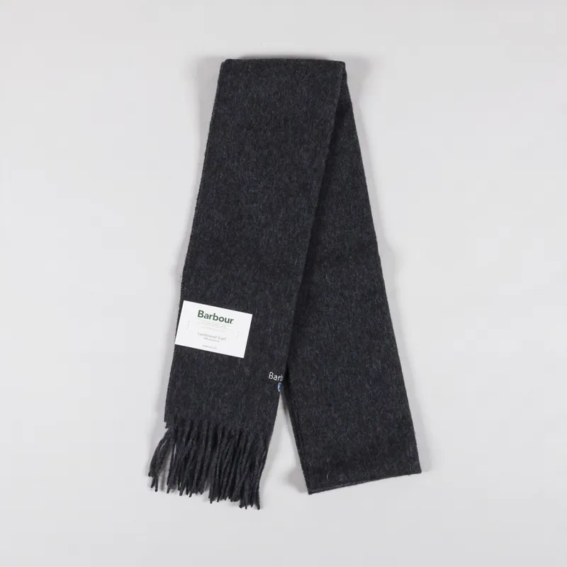 Barbour Mens Plain Lambswool Scarf Charcoal Grey