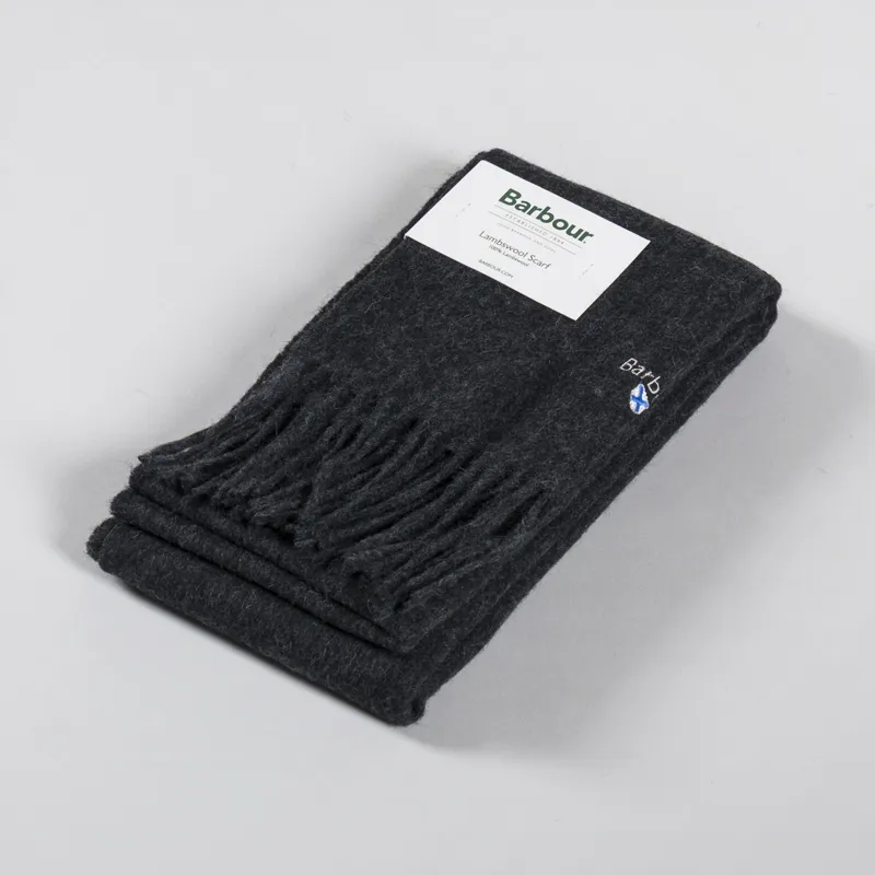 Barbour Plain Lambswool Scarf Charcoal Grey-4