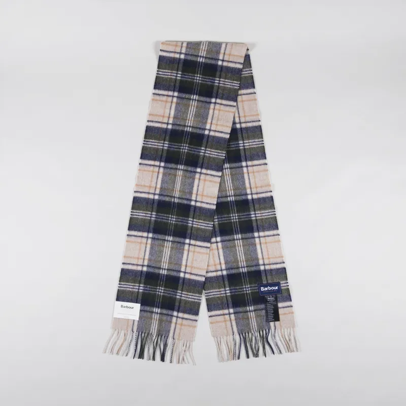 Barbour New Check Tartan Scarf Sand Beige Plaid