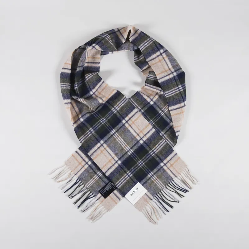 Barbour New Check Tartan Scarf Sand Beige Plaid-1