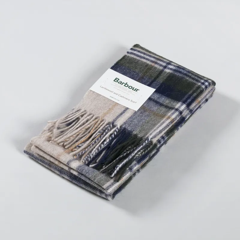 Barbour New Check Tartan Scarf Sand Beige Plaid-4