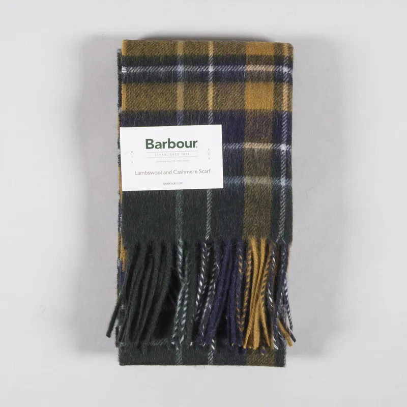Barbour New Check Tartan Scarf Forest Bronze Brown-3