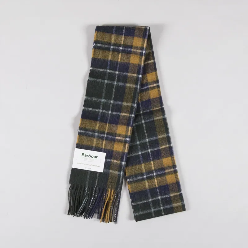 Barbour New Check Tartan Scarf Forest Bronze Brown-2