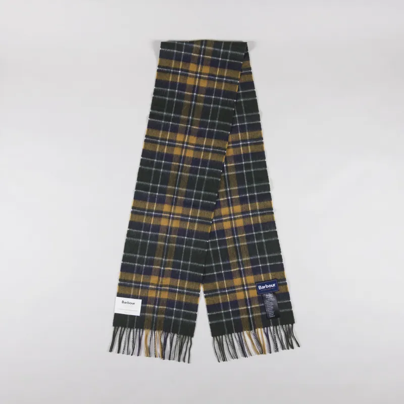Barbour New Check Tartan Scarf Forest Bronze Brown