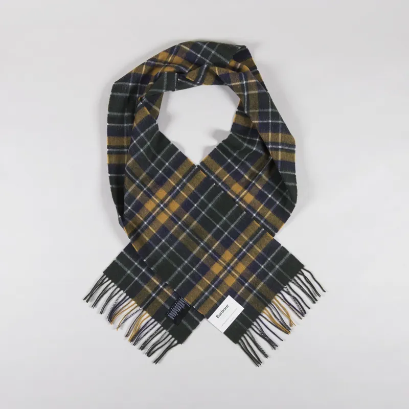 Barbour New Check Tartan Scarf Forest Bronze Brown-1