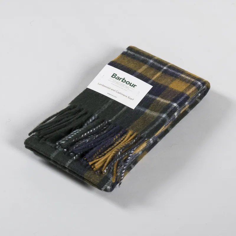 Barbour New Check Tartan Scarf Forest Bronze Brown-4