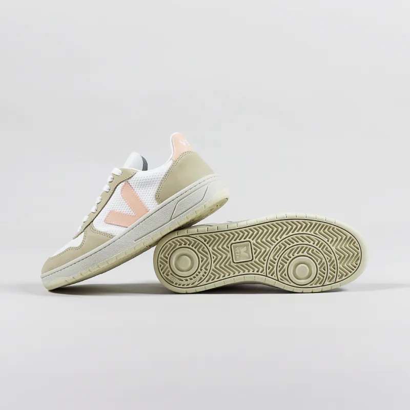 Veja Womens V-10 Alveomesh Shoes White Bellini Almond-1