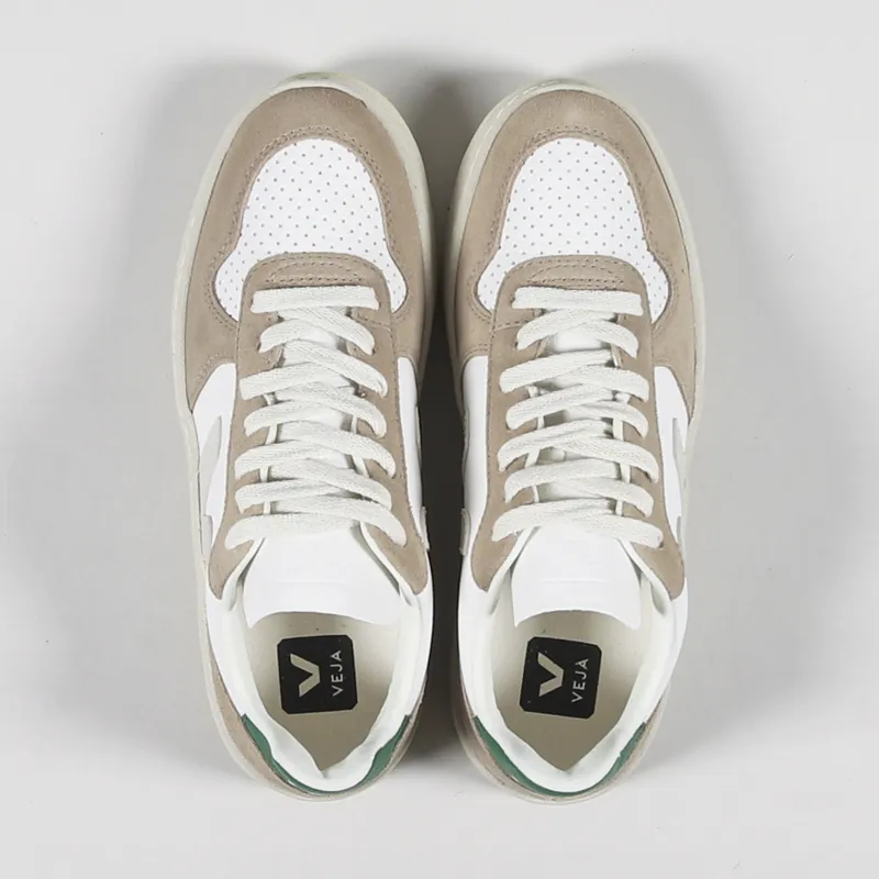 Veja Womens V-10 Chromefree Shoes Extra White Sahara Emeraude-1