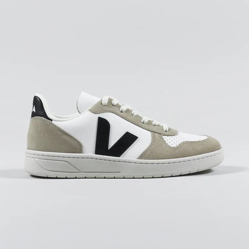 Veja Mens V 10 Chromefree Shoes Extra White Black Sahara