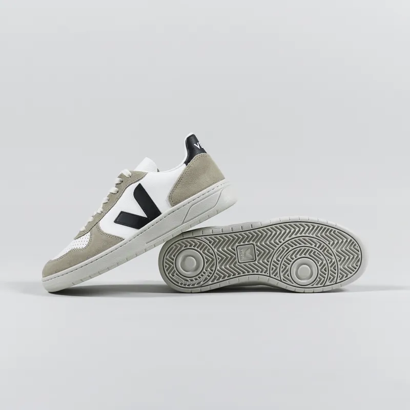 Veja V-10 Chromefree Shoes Extra White Black Sahara-2