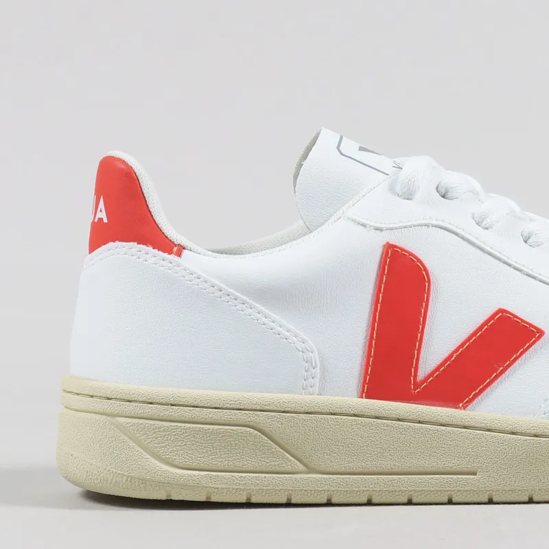 Veja Sneakers Mens V-10 CWL Shoes White Orange Fluo Butter Sole