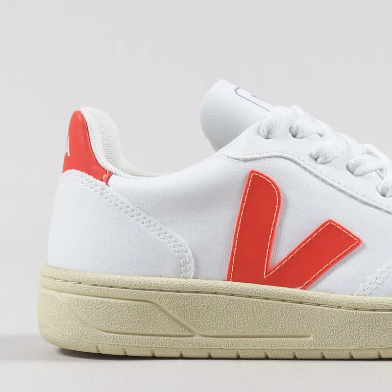 Veja Womens V-10 CWL Shoes White Orange Fluo Butter Sole-5