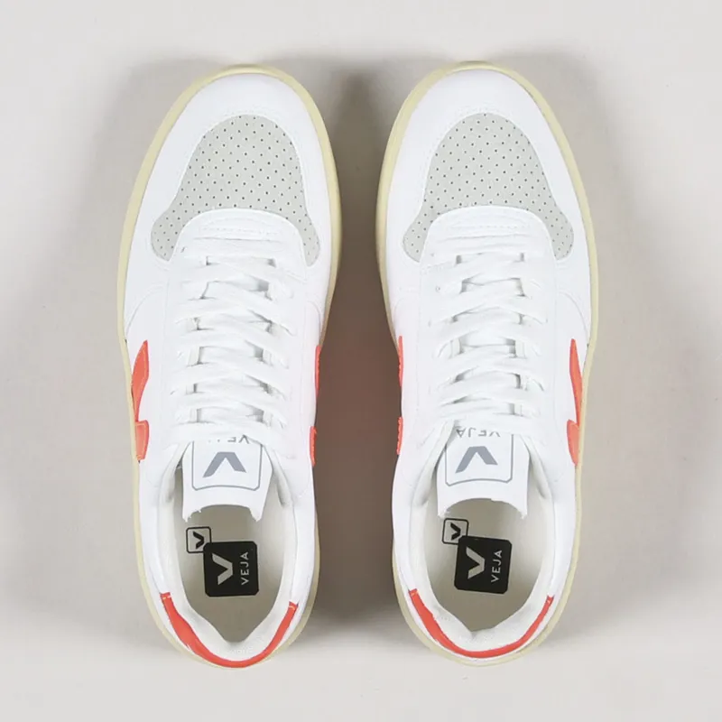 Veja Womens V-10 CWL Shoes White Orange Fluo Butter Sole-3