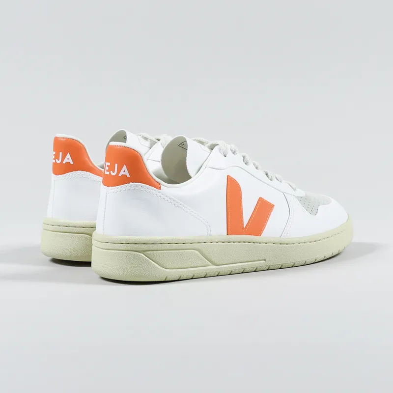 Veja Womens V-10 CWL Shoes White Orange Fluo-3