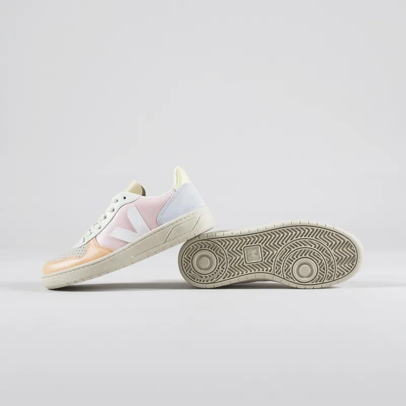 Veja Womens V-10 Leather Shoes Petale White Multico-1