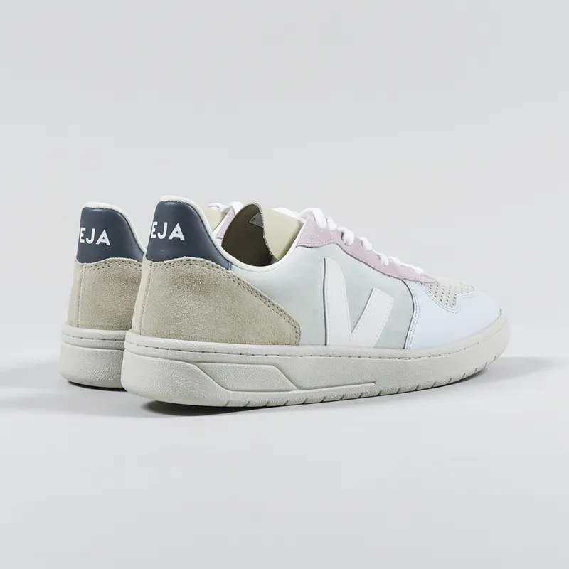 Veja V-10 Suede Shoes Jade White Multico-3