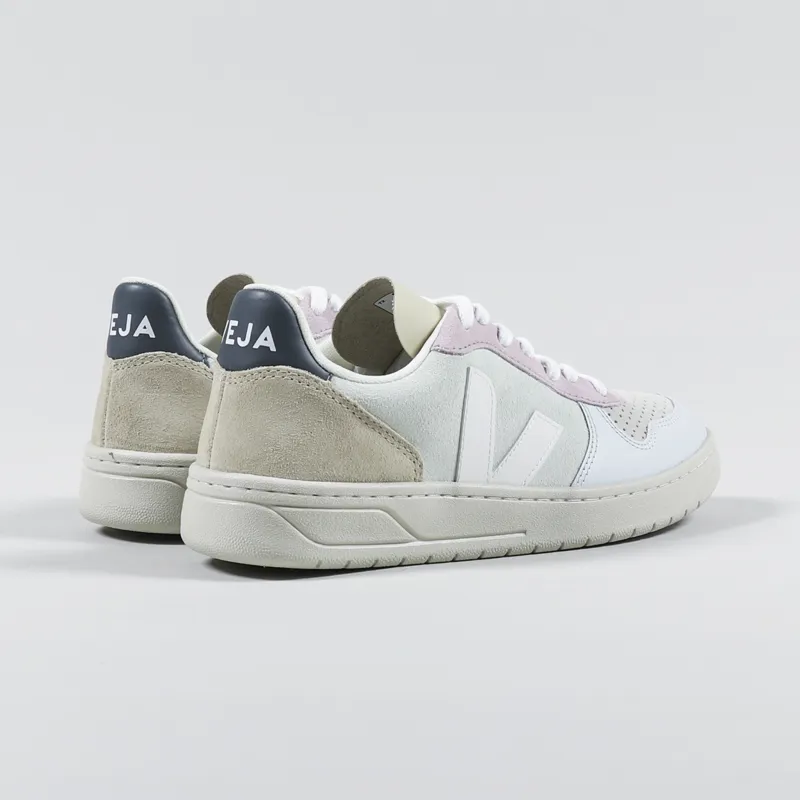 Veja Womens V-10 Suede Shoes Jade White Multico-3