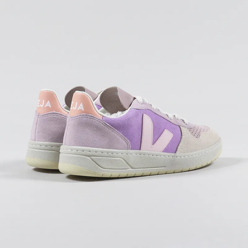 Veja Womens V-10 Suede Shoes Multico Lavande-3