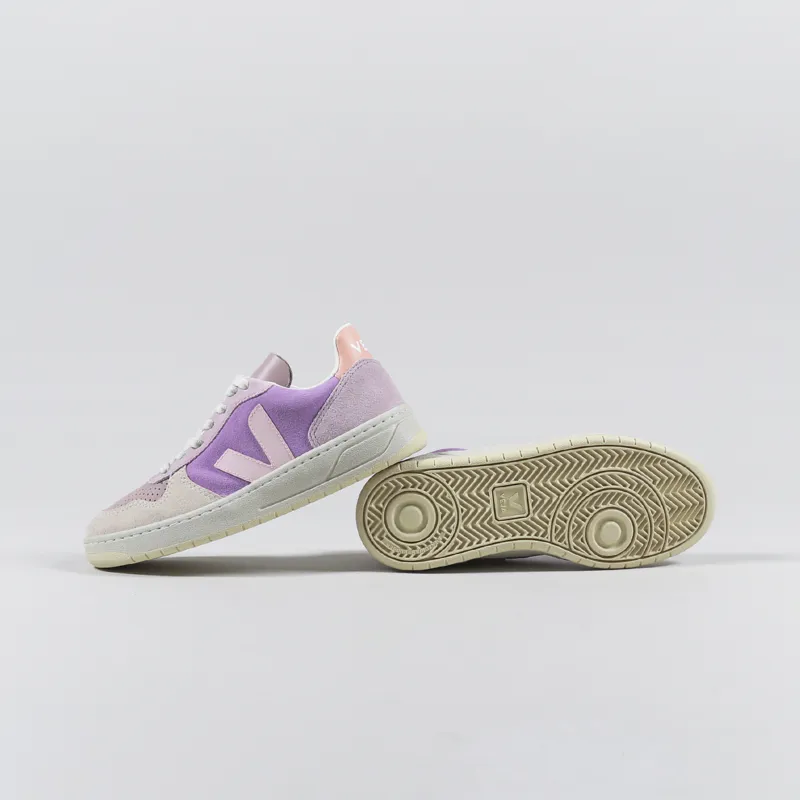 Veja Womens V-10 Suede Shoes Multico Lavande-2